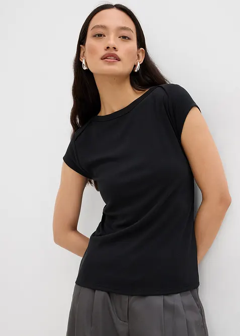 Ribbet topp i myk modalmiks, bonprix