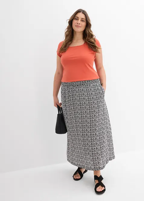 Maxiskjørt av krinklet viskose, bonprix