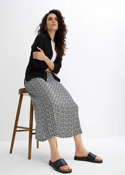 Maxiskjørt av krinklet viskose, bonprix