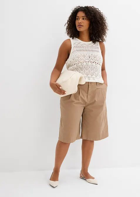 Lange bermuda av elastisk bomullsmiks, bonprix