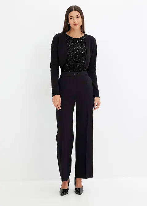 Langermet topp i mesh med glitter, bonprix