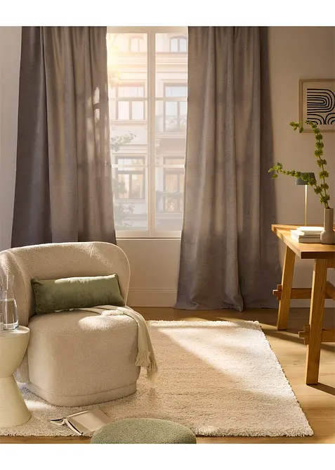 M&oslash;rkleggingsgardin med lett struktur (2-pack), bonprix