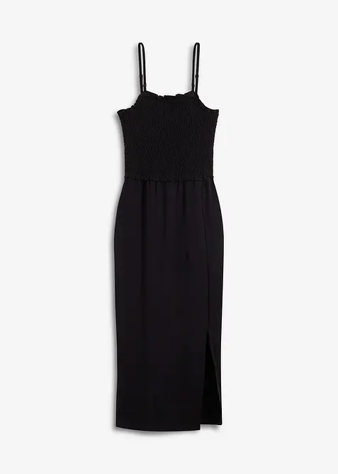 Midikjole i formstabil jersey med vaflet innfelling og splitt, bonprix