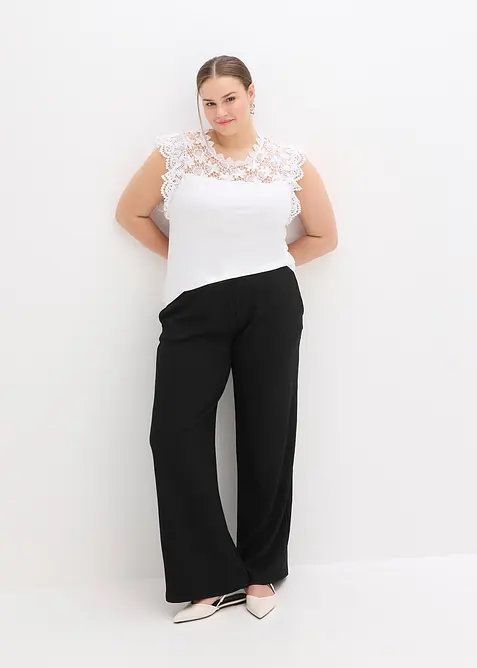 Topp med blondeinnfelling, bonprix