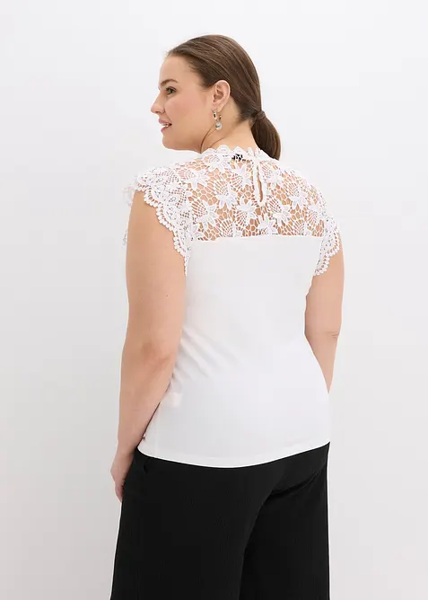 Topp med blondeinnfelling, bonprix