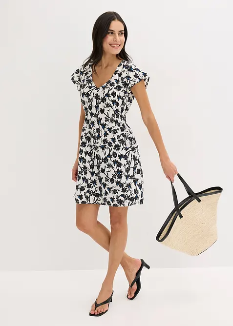 Kjole i strukturmateriale med vingeermer, bonprix