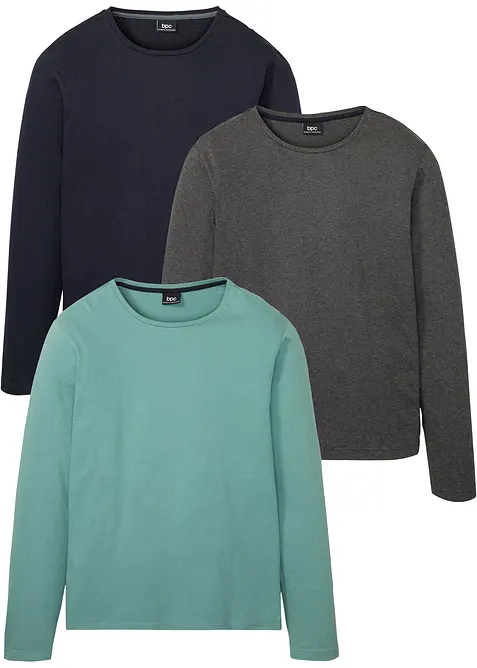 Langermet, tynn genser (3-pack), bonprix