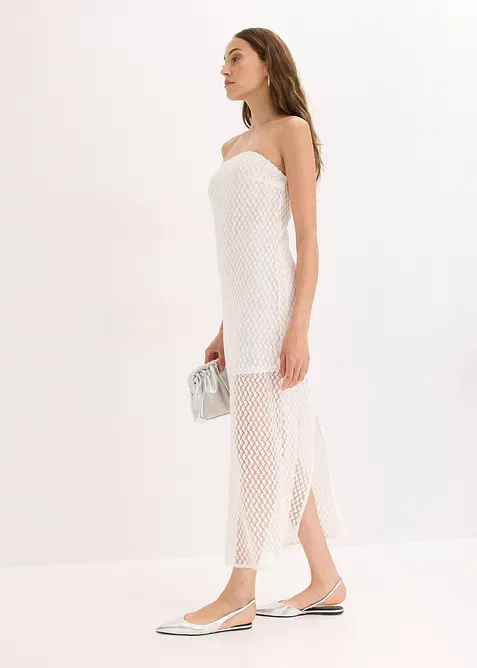 Off shoulder-kjole med blonder, bonprix