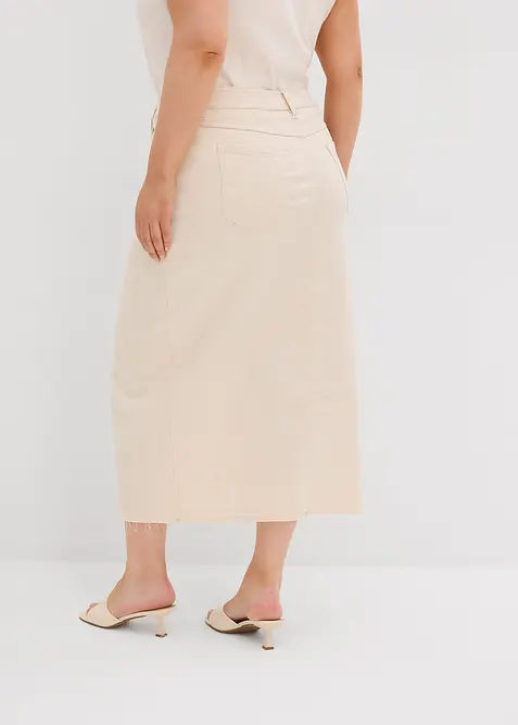 Jeansskjørt med splitt, bonprix