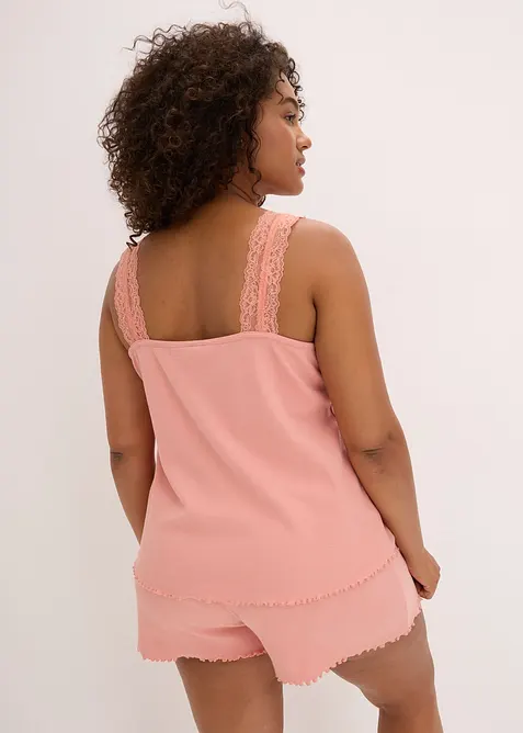 Shorty-pyjamas med  delikat blondebesetning, bonprix