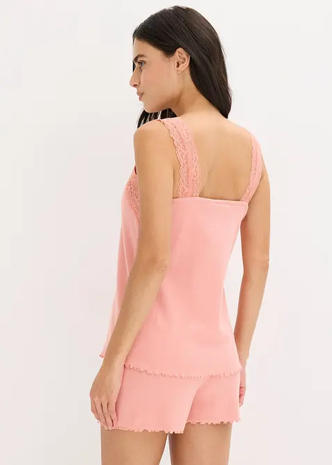 Shorty-pyjamas med  delikat blondebesetning, bonprix