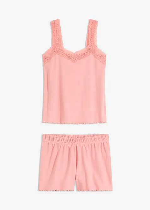 Shorty-pyjamas med  delikat blondebesetning, bonprix