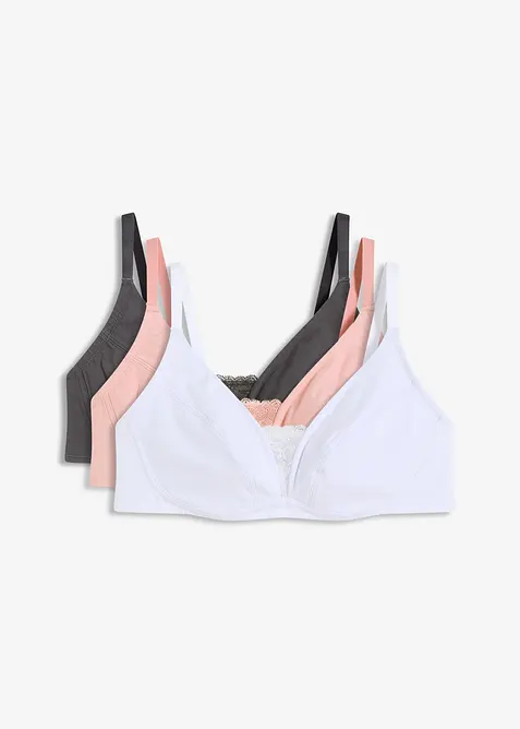 BH uten spiler med myk, økologisk bomull (3-pack), bonprix