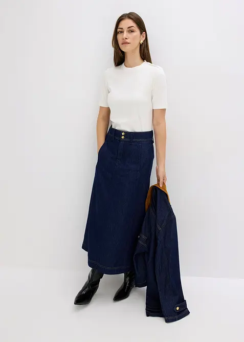 Ribbestrikket topp i myk viskosemiks, bonprix