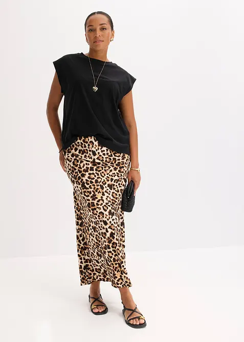 Midiskjørt av fint fallende viskose, bonprix