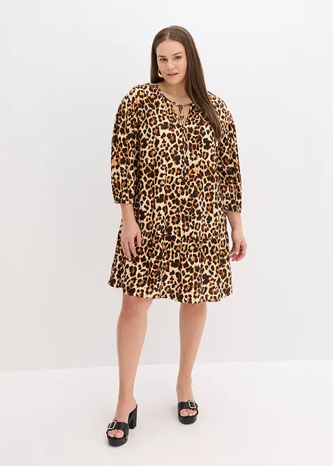 Tunikakjole med print av strukturert krepp, bonprix