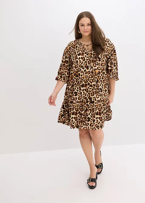 Tunikakjole med print av strukturert krepp, bonprix