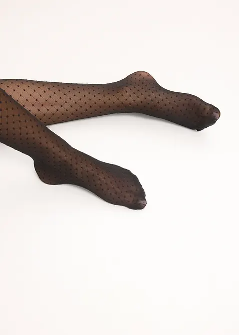 Strømpebukse med prikkete nettingmønster, 30 den, bonprix