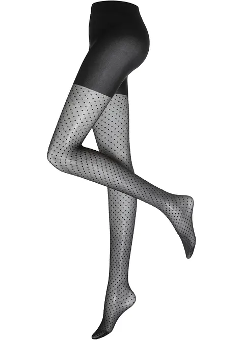 Strømpebukse med prikkete nettingmønster, 30 den, bonprix
