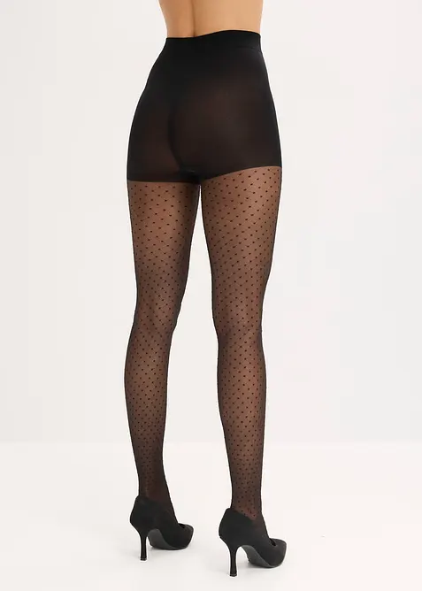 Strømpebukse med prikkete nettingmønster, 30 den, bonprix