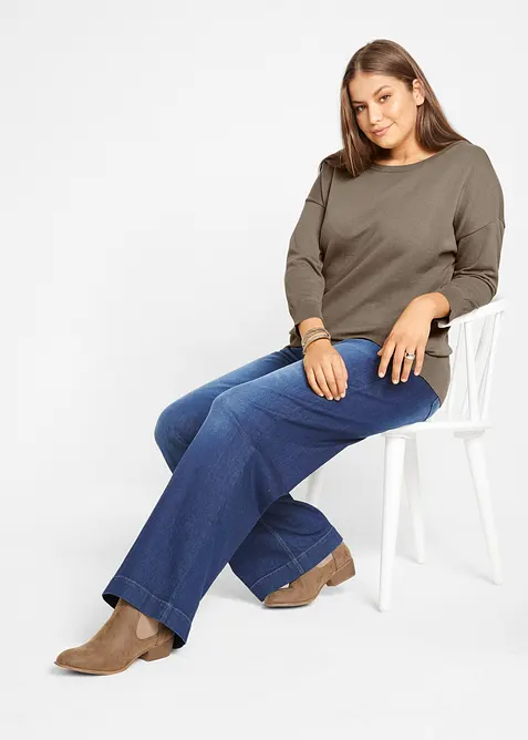 Wide Leg-jeans Mid Waist, komfortlinning, bonprix