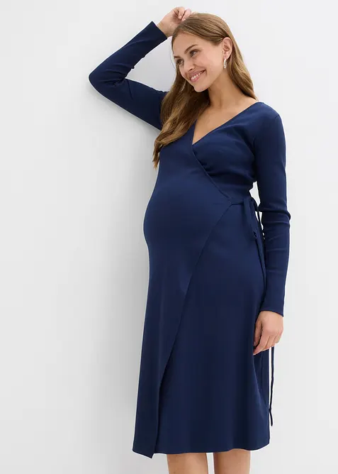 Mammakjole av ribbet materiale av økologisk bomull i omslagsmodell, for svangerskapet og tiden etterpå, bonprix