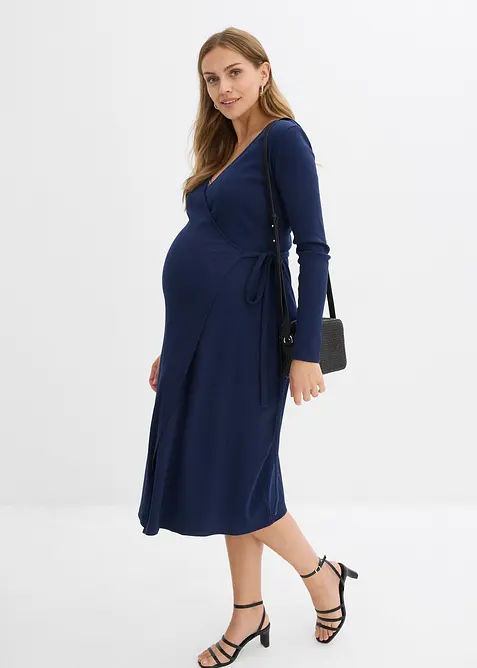 Mammakjole av ribbet materiale av økologisk bomull i omslagsmodell, for svangerskapet og tiden etterpå, bonprix