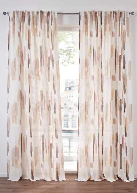 Gardin med trykt stripemønster (1-pack), bonprix