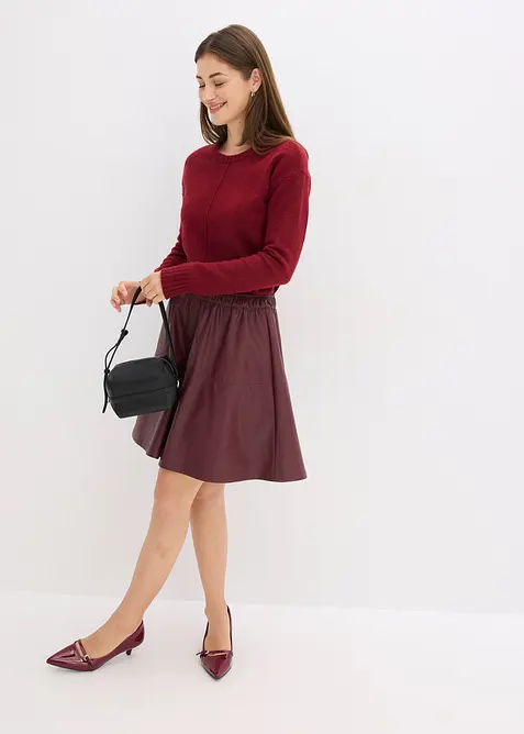 Kort skjørt i imitert skinn, bonprix