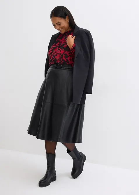 Chiffonbluse med vaflede detaljer, bonprix