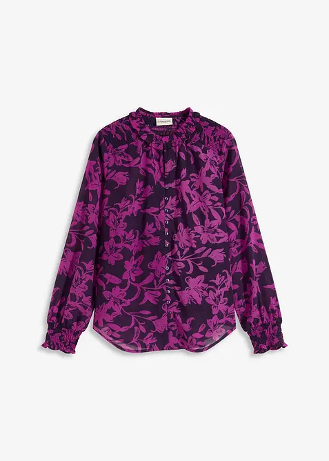 Chiffonbluse med vaflede detaljer, bonprix