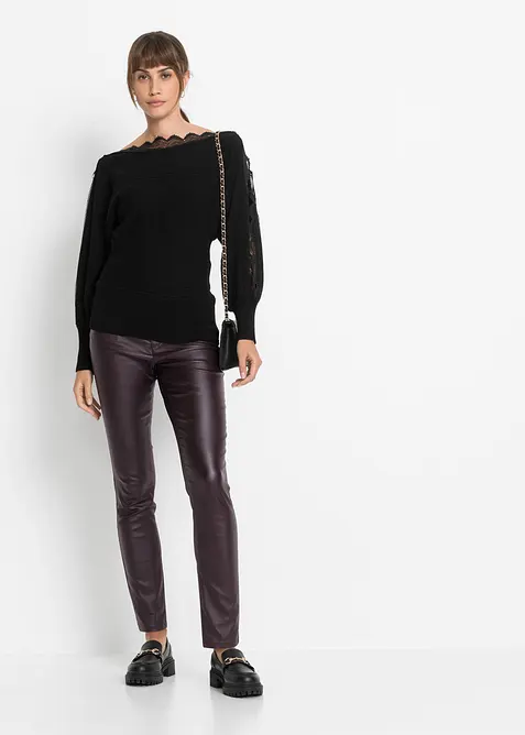 Finstrikket genser i lett viskosemiks, bonprix