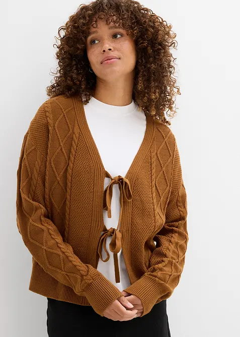 Cardigan med knyting, bonprix