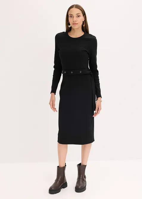 Midikjole i bomull med elastan, bonprix