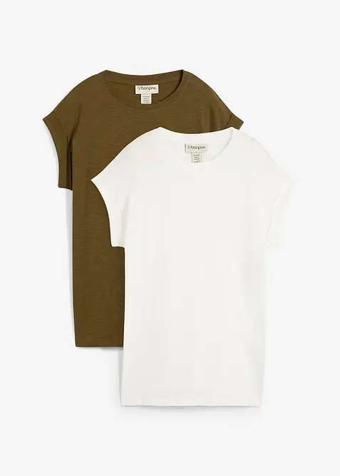 Lang topp av 100% økologisk bomull (2-pack), bonprix