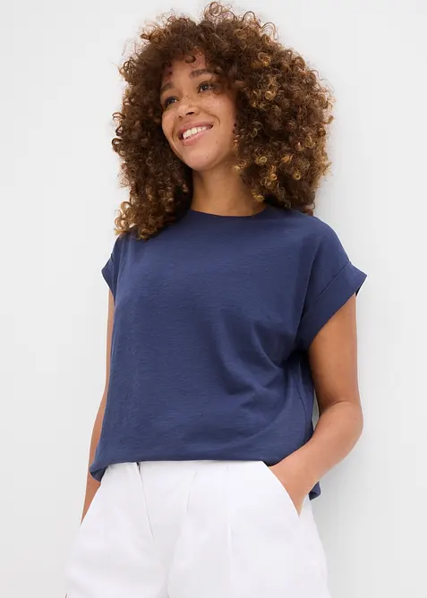 Lang topp i 100% &oslash;kologisk bomull (2-pack), bonprix