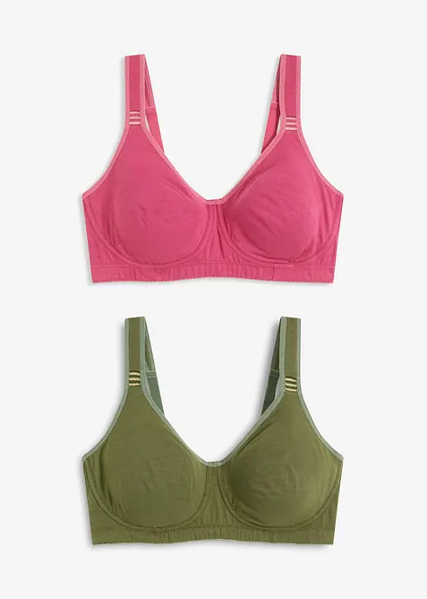 T-skjorte-BH uten spiler med bomull (2-pack), bonprix