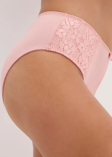 Truse med h&oslash;y midje og nydelige blonder (2-pack), bonprix