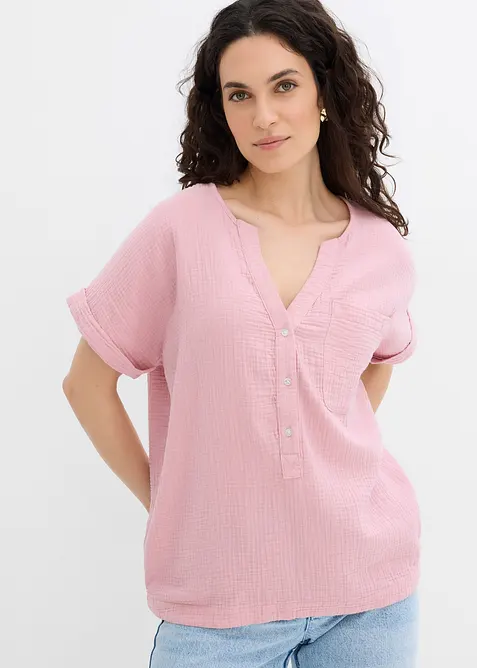 Kortermet bluse i musselin, bonprix