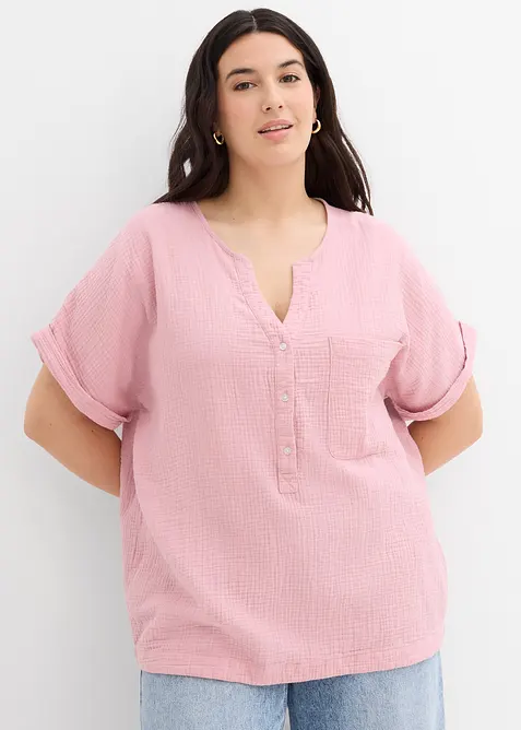 Kortermet bluse i musselin, bonprix