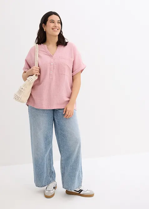 Kortermet bluse i musselin, bonprix