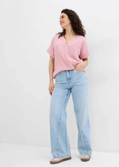 Kortermet bluse i musselin, bonprix