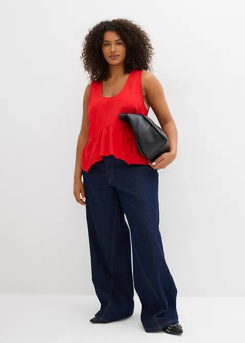 Blusetopp i luftig linmiks, bonprix