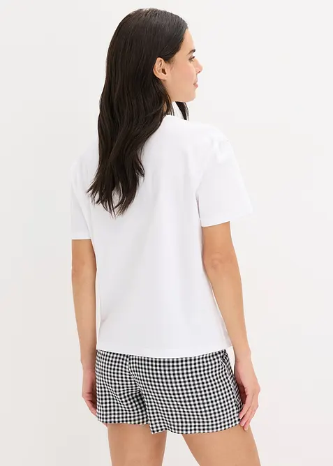 Kort pyjamas med vevd shorts, bonprix