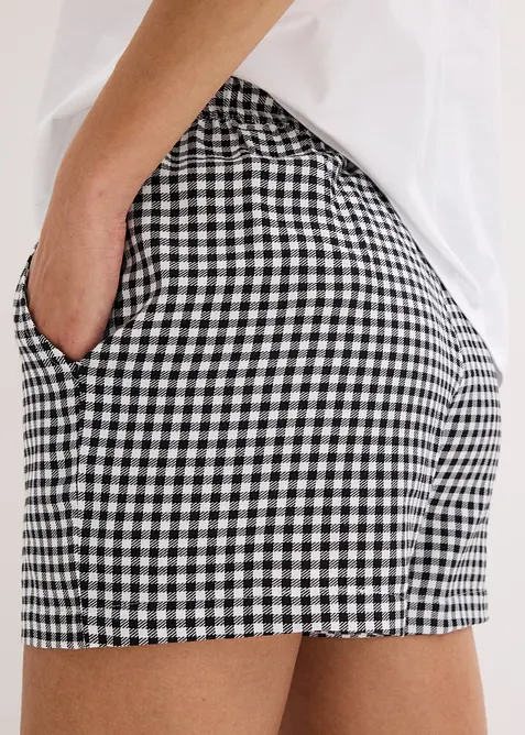 Kort pyjamas med vevd shorts, bonprix