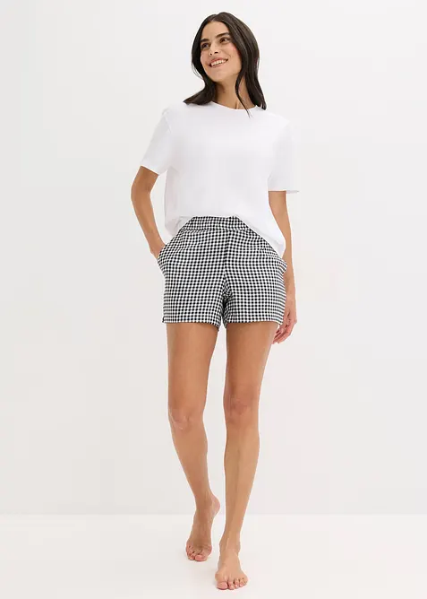 Kort pyjamas med vevd shorts, bonprix