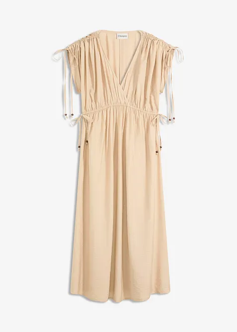 Maxikjole med vide ermer av strukturert materiale, bonprix