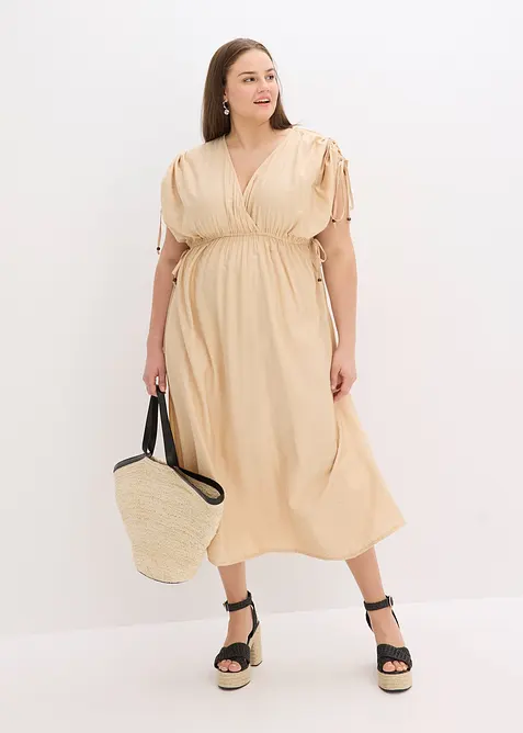 Maxikjole med vide ermer av strukturert materiale, bonprix
