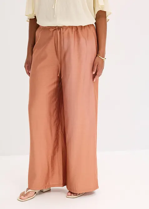 Bukse med vide ben i strukturert viskosemiks, bonprix