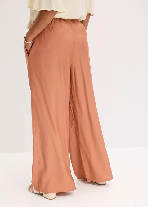 Bukse med vide ben i strukturert viskosemiks, bonprix